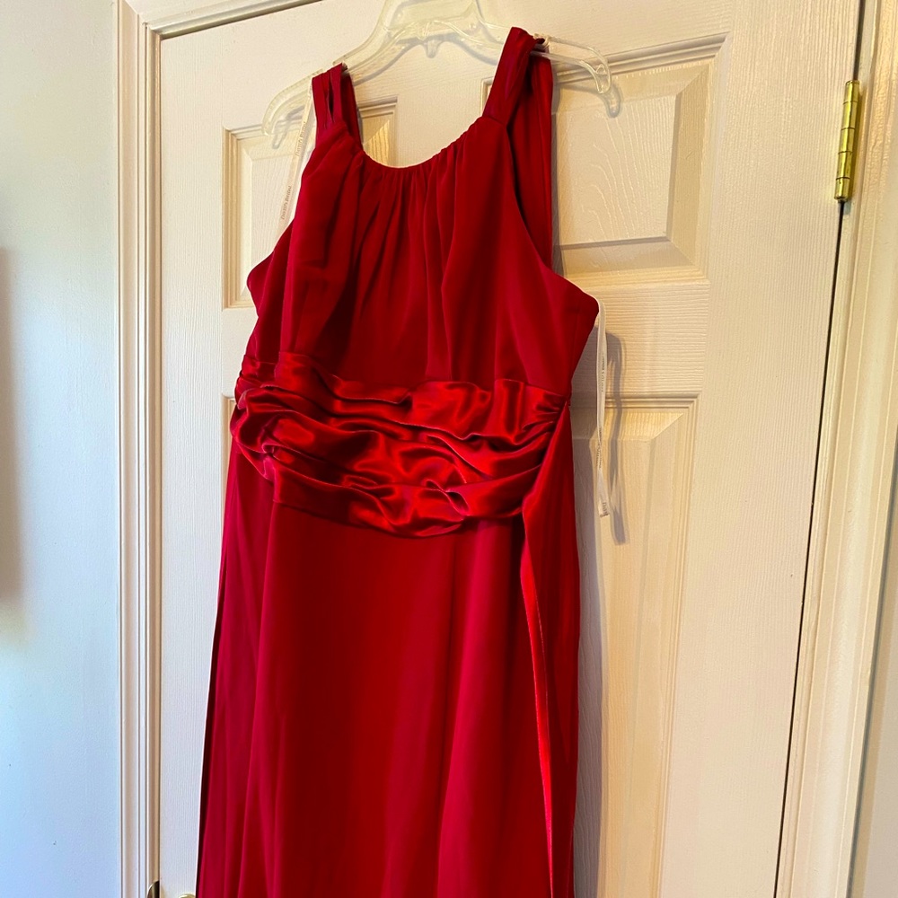 David’s Bridal Red Floor Length Gown